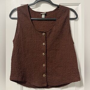 a new day Brown Sleeveless Textured Blouse